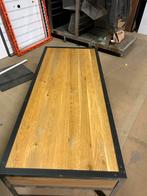 Houten Tafel met Metalen Onderstel, Ophalen, Gebruikt, Minder dan 180 cm, Hardhout