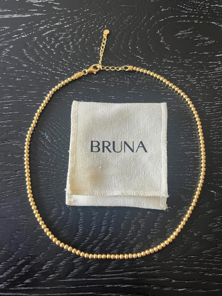 Bruna 18 karaat vergulde bolletjes ketting, Sieraden, Tassen en Uiterlijk, Kettingen, Zo goed als nieuw, Zilver, Goud, Ophalen of Verzenden