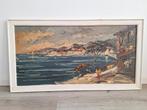 Schilderij: Kustlandschap met figuren, Ophalen of Verzenden