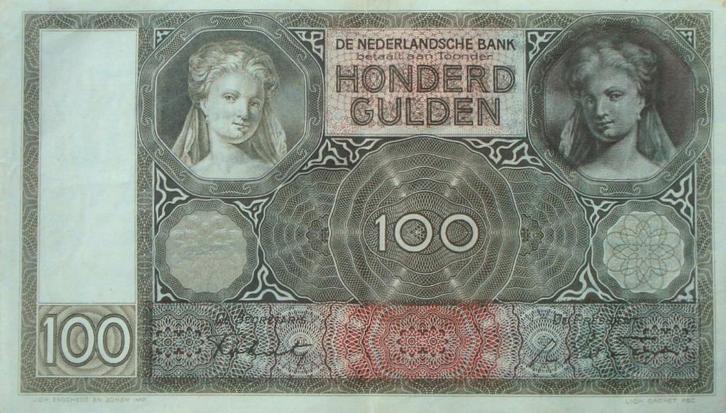 Nederland 100 gulden 1944 (PL97.d2.b) (2), Postzegels en Munten, Bankbiljetten | Nederland, Los biljet, 100 gulden, Ophalen of Verzenden