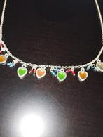 Zilverkleurige ketting met hartjes., Ophalen of Verzenden, Zo goed als nieuw, Overige materialen