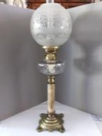 mooie staande olielamp op bronzen voet,geen elektra., Antiek en Kunst, Ophalen of Verzenden