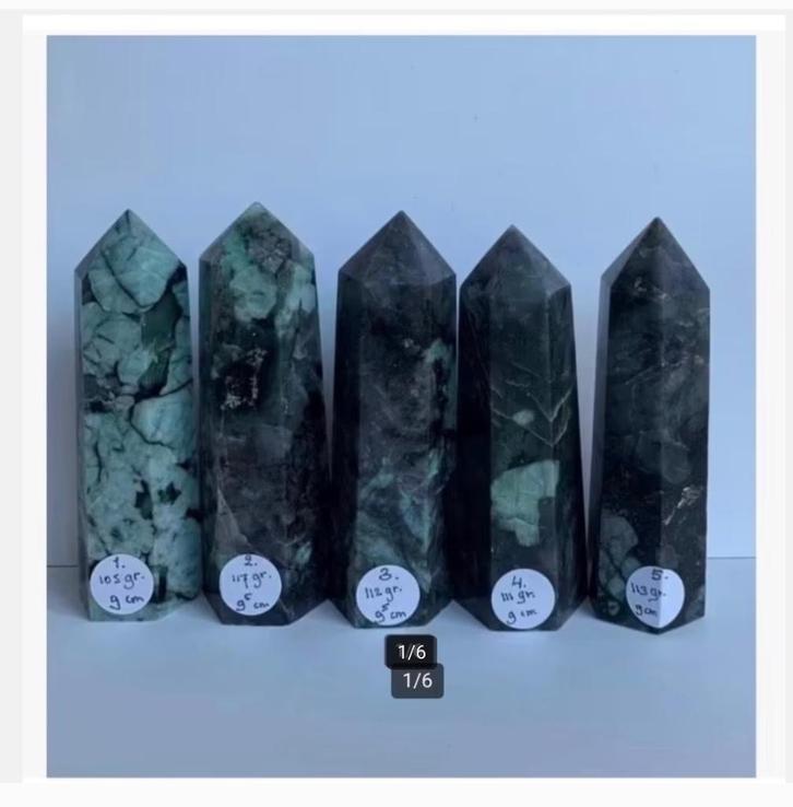 Korting 5 x Smaragd edelsteen punten torens, zie omschr., Sieraden, Tassen en Uiterlijk, Edelstenen, Nieuw, Ophalen of Verzenden