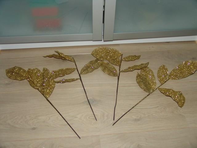 Goudkleurige glitter decoratieve takjes, Diversen, Kerst, Ophalen, Gebruikt