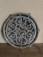 Franse Brocante blauwe sleets ronde gietijzeren onderzetter, Ophalen of Verzenden
