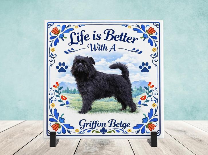 Life is Better With a Griffon Belge - Tegel, Huis en Inrichting, Woonaccessoires | Tekstborden en Spreuken, Nieuw, Verzenden
