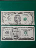 2x 5 dollars USA set, Ophalen of Verzenden, Noord-Amerika, Setje