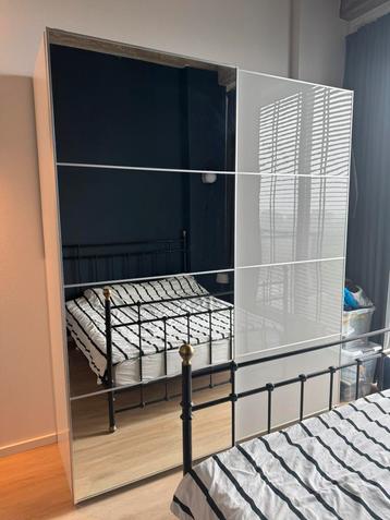 Ikea PAX schuifdeuren spiegelglas & lichtgrijs (200x236cm)