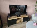 Tv meubel mangohout, Ophalen, Mangohout en staal, 150 tot 200 cm, Zo goed als nieuw