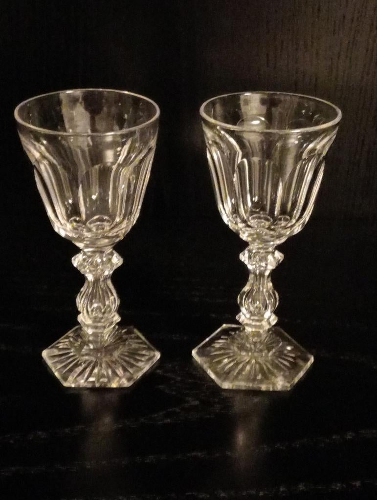 Paar kristallen likeurglazen Val St Lambert, Antiek en Kunst, Antiek | Glas en Kristal, Ophalen