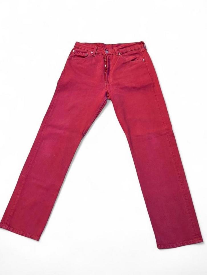 Vintage Levi's 501 Rode Jeans W33 L32 Made in USA, Kleding | Heren, Spijkerbroeken en Jeans, Gedragen, W33 - W34 (confectie 48/50)