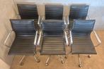 Eames stijl bureaustoelen, zwart leer & aluminium, Ophalen, Vergader- of Presentatieruimte, N.v.t, N.v.t