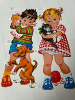Poesieplaatjes groot 2 st kinderen vintage, Ophalen of Verzenden