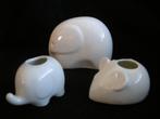 2 leuke witte olifantjes en 1 witte muis 3,4 en 6 cm, Ophalen of Verzenden, Zo goed als nieuw, Dier
