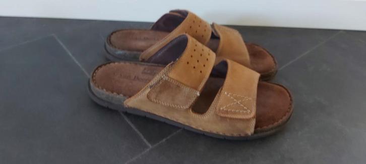 Zgan Van Beers leren heren slippers maat 44, Kleding | Heren, Schoenen, Zo goed als nieuw, Bruin, Ophalen of Verzenden