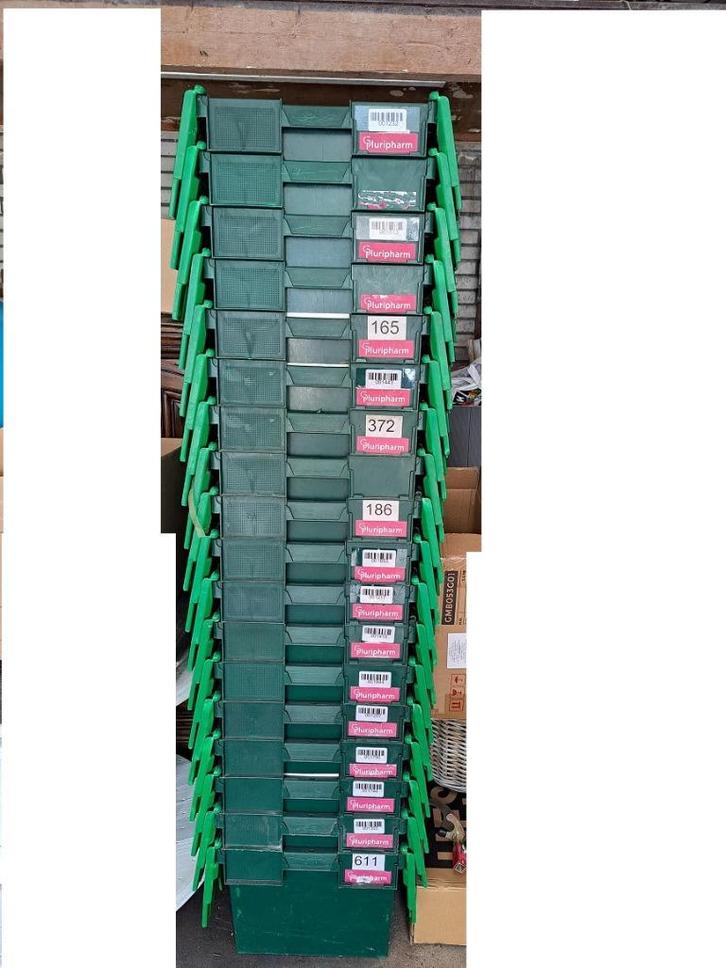 19 Allibert opbergkratten met schaardeksel., Doe-het-zelf en Verbouw, Kratten en Dozen, Gebruikt, Krat, 50 tot 75 cm, Minder dan 35 cm