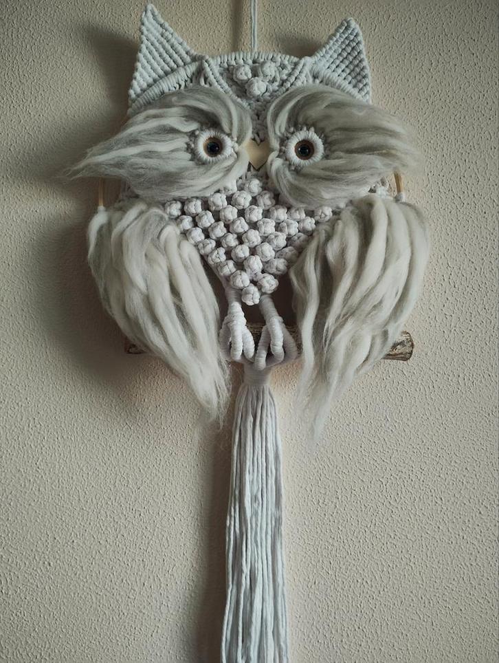 Handgemaakte macramé Uil. Sisters Forever., Huis en Inrichting, Woonaccessoires | Wanddecoraties, Nieuw, Ophalen of Verzenden