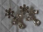 Antieke lange fonkelende strass oorbellen, oorstekers, Overige materialen, Hangers, Met strass, Verzenden