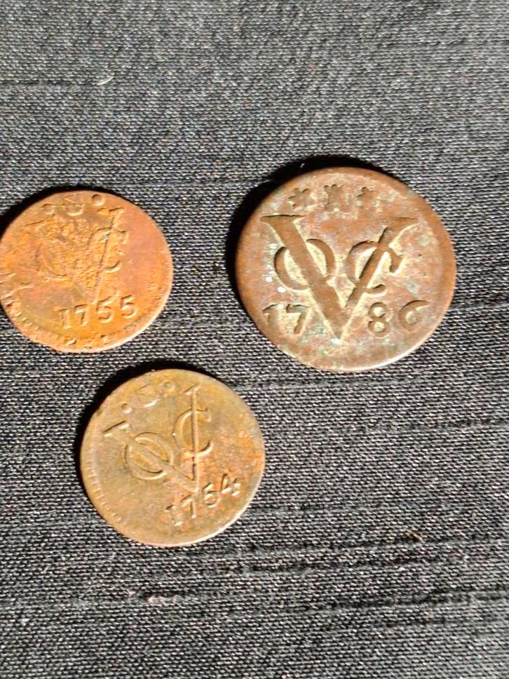 Drie voc duitjes 18e eeuw., Postzegels en Munten, Munten | Nederland, Losse munt, Overige waardes, Vóór koninkrijk, Ophalen of Verzenden