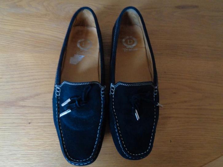 DUNGELMAN suede loafers/instappers:mt 40, Kleding | Dames, Schoenen, Zo goed als nieuw, Instappers, Blauw, Ophalen of Verzenden