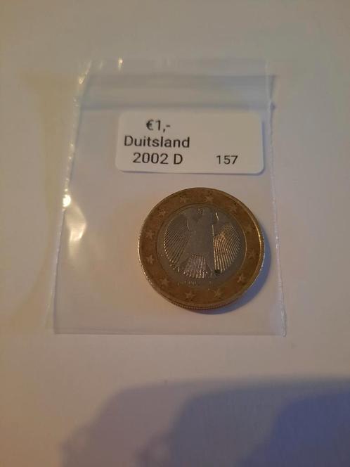 €1,- Duitsland 2002 D, Postzegels en Munten, Munten | Europa | Euromunten, Losse munt, 1 euro, Duitsland, Ophalen of Verzenden