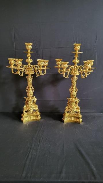 Franse Bronzen Regency Stijl Kandelaren ca.1870 (6) beschikbaar voor biedingen