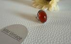 M086/ Prachtige Zilveren Ring met Oranje Steen 17, Gebruikt, Verzenden, Oranje, X
