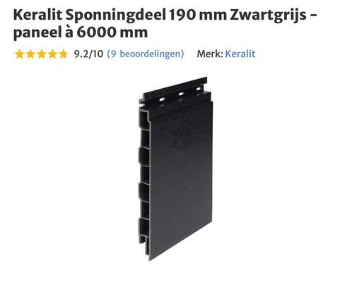 Keralit Sponningsdeel 190 Zwartgrijs+ verbingsstuk + profiel, Doe-het-zelf en Verbouw, Overige Doe-het-zelf en Verbouw, Nieuw