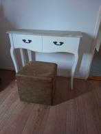Kaptafel met suède poef groen, Ophalen, Zo goed als nieuw, 65 cm of meer, 70 cm of meer