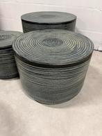 Nieuwe salontafel set van 3 aluminium black patina, Info@savoireinteriors.com, Minder dan 50 cm, Rond, Nieuw