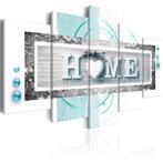 397 Blauw Grijs Home 5 Luik Canvas Schilderij 200x100 Nieuw, Ophalen of Verzenden