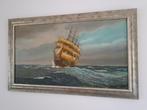 Olieverf schilderij schip op doek, Ophalen