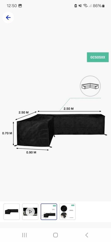 Nieuw! loungeset/ tuinbank hoes L vorm 250/90x250/90 x70, Tuin en Terras, Overige Tuin en Terras, Zo goed als nieuw, Ophalen of Verzenden