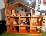 Houten Poppenhuis Compleet met Familie, Kinderen en Baby's, Speelgoed | Poppenhuizen, Verzenden, Gebruikt, Poppenhuis