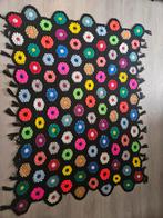 Gehaakte sprei - zwart met kleurige bloemen 160x210, Ophalen of Verzenden, Zo goed als nieuw