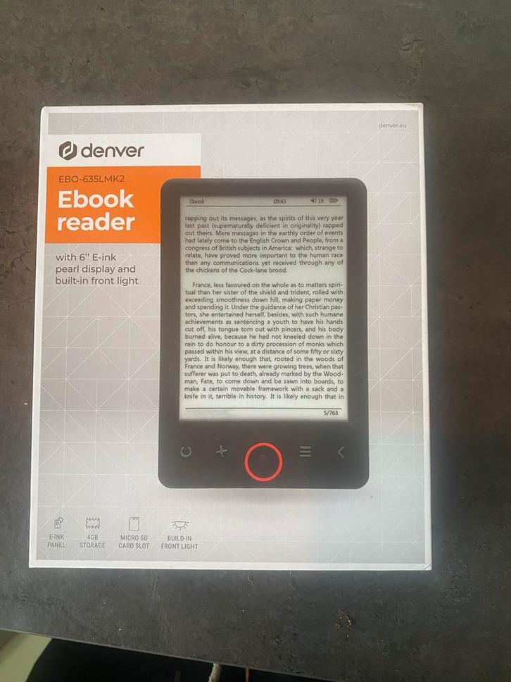 E-Reader Denver 6" - Lezen in Stijl!, Computers en Software, E-readers, Nieuw, 6 inch of minder, 4 GB of minder, Uitbreidbaar geheugen