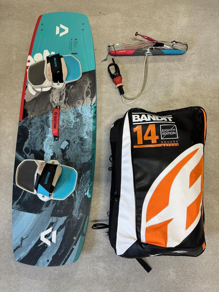F-One Bandit 14m + Duotone Gonzales 142x43 + F-One Bar, Watersport en Boten, Kitesurfen, Gebruikt, Kitesurf-set, 14 m², Twintip