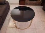 Moderne salontafel, zwart glas en messing, Ophalen, 50 tot 100 cm, 50 tot 75 cm, Rond