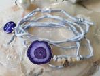 Pure Silk Zijden Wikkel Armband Grijs Solar Purple Edelsteen, Sieraden, Tassen en Uiterlijk, Armbanden, Overige materialen, Met edelsteen