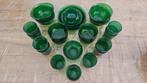 Vintage groen glazen servies – retro jaren ’70 stijl, Huis en Inrichting, Keuken | Servies, Ophalen, Overige typen, Overige stijlen