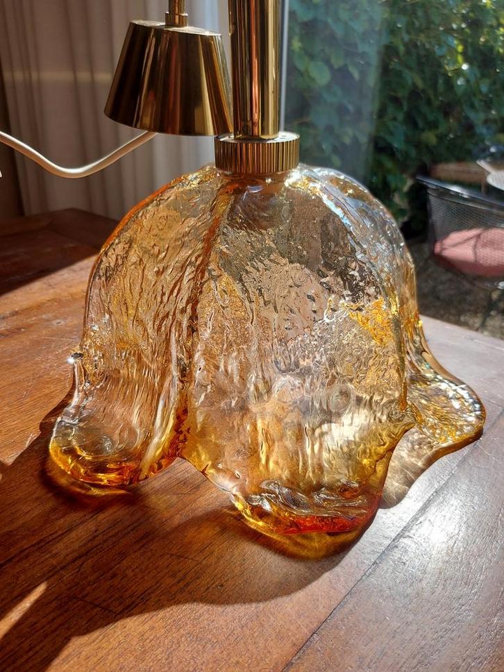 Vintage retro hanglamp, Huis en Inrichting, Lampen | Hanglampen, Gebruikt, Minder dan 50 cm, Glas, Metaal, Ophalen of Verzenden