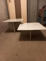 Vintage carrara marmeren bijzettafel set, Huis en Inrichting, Tafels | Bijzettafels, Ophalen, Gebruikt, Vierkant, 55 tot 75 cm