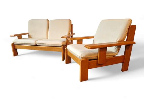Vintage Esthetics - Loungeset 'Oak' sofa & chair, ca. 1970's, Tuin en Terras, Tuinsets en Loungesets, Gebruikt, Loungeset, Hardhout
