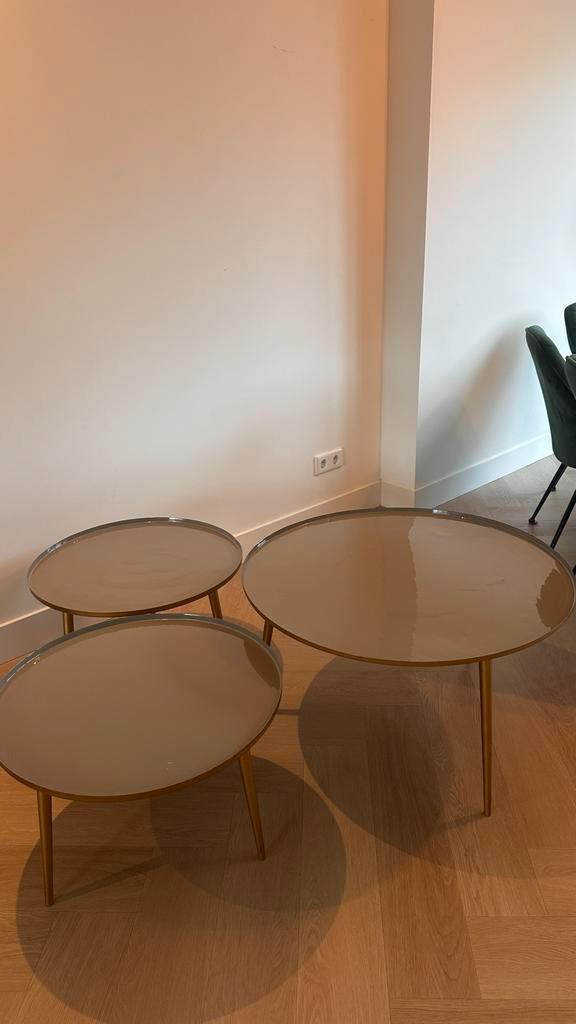 Richmond Salontafel Set - 3 Stuks, Huis en Inrichting, Tafels | Bijzettafels, Gebruikt, Rond, Minder dan 45 cm, Overige materialen
