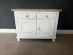 Antiek white wash brocante dressoir wit met houten blad, Huis en Inrichting, Kasten | Dressoirs, Ophalen, Zo goed als nieuw, 25 tot 50 cm