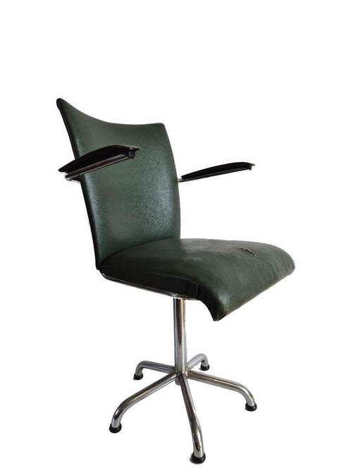 Prachtige groene vintage Gebr. de Wit stoel design T. de Wit, Huis en Inrichting, Stoelen, Gebruikt, Eén, Metaal, Overige kleuren