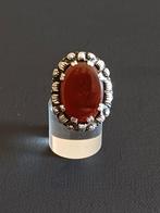 Zilveren Art Deco Ring met Carneool, Verzenden, Zo goed als nieuw, 17 tot 18, Met edelsteen
