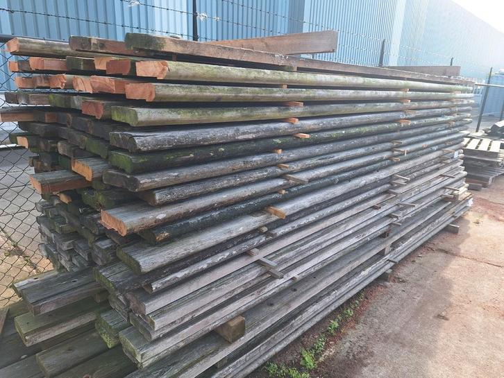 Gebruikte  hardhouten  planken  grondkering  paardenbak, Tuin en Terras, Palen, Balken en Planken, Planken, 250 cm of meer, Ophalen