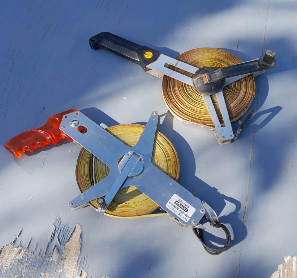 Meetlint 50 meter metalen lint weiss en stanley, Ophalen of Verzenden