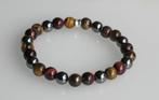 Mooie herenarmband met gele en rode Tijgeroog en Hematiet, Verzenden, Nieuw, Elastiek, Met edelsteen